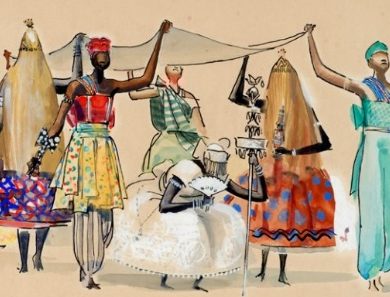 Peinture de procession d'Orixas.