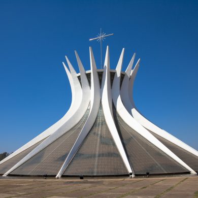 Exterior view of the Notre dame cathedral in Brasilia.