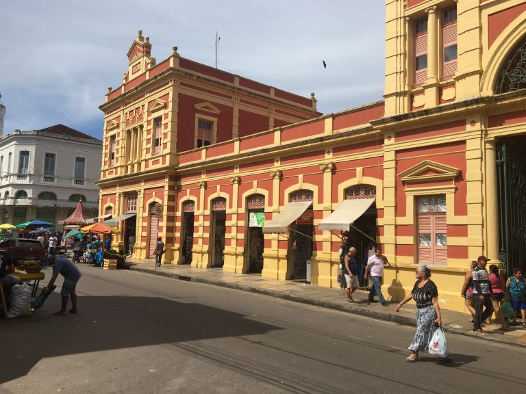 Vue latérale du Marché Municipal Adolfo Lisboa à Manaus.